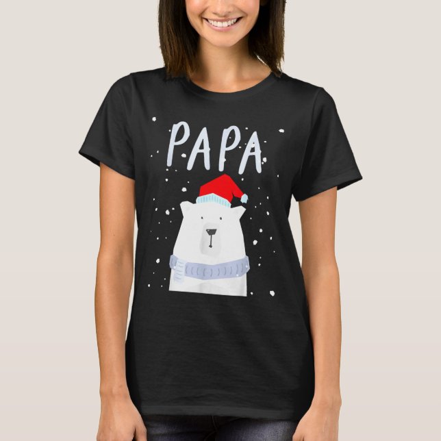 Funny Dad Bear Christmas Saint Hat Couples Family  T-Shirt (Front)