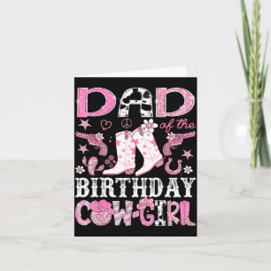 Funny Dad Birthday Cowgirl Pink Disco Card