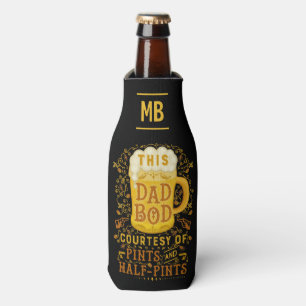 Funny Dad Bod Beer Pints Monogrammed Fathers Day Bottle Cooler
