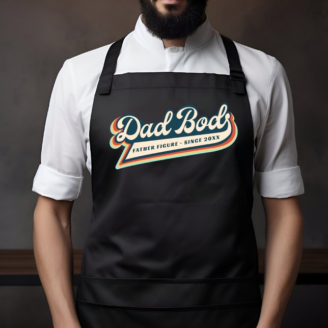 Funny Dad Bod Father Figure Retro Typography Apron (Creator Uploaded)