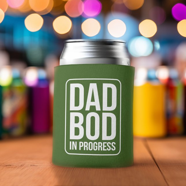 Funny Dad Bod in Progress Humour Fathers Day Can Cooler (Funny Can Cooler - Dad Bod in Progress - Father's Day Gift or a New Dad Favor)