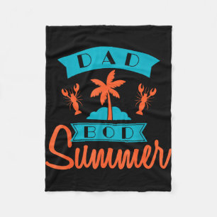 Funny dad bod summer trip vacation beach family fleece blanket