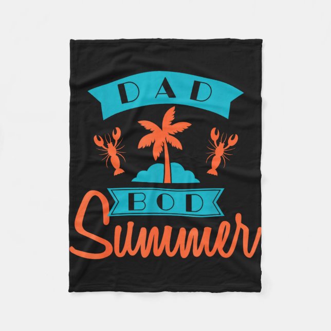 Funny dad bod summer trip vacation beach family  fleece blanket (Front)
