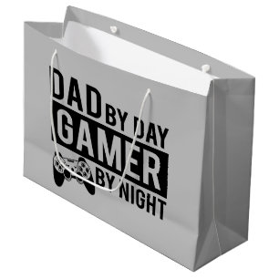 Funny Dad by day gamer by night Large Gift Bag