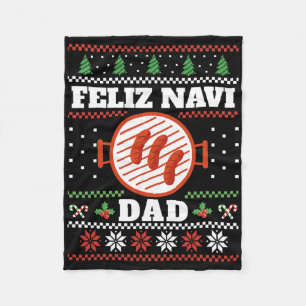 Funny Dad Christmas Bbq Feliz Navi Dad Uggly  Fleece Blanket