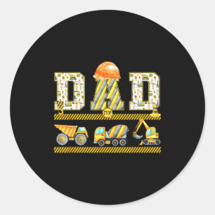 Funny Dad Construction Excavator Kids Matching Fam Classic Round Sticker