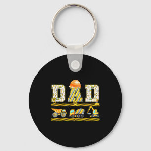 Funny Dad Construction Excavator Kids Matching Fam Keychain
