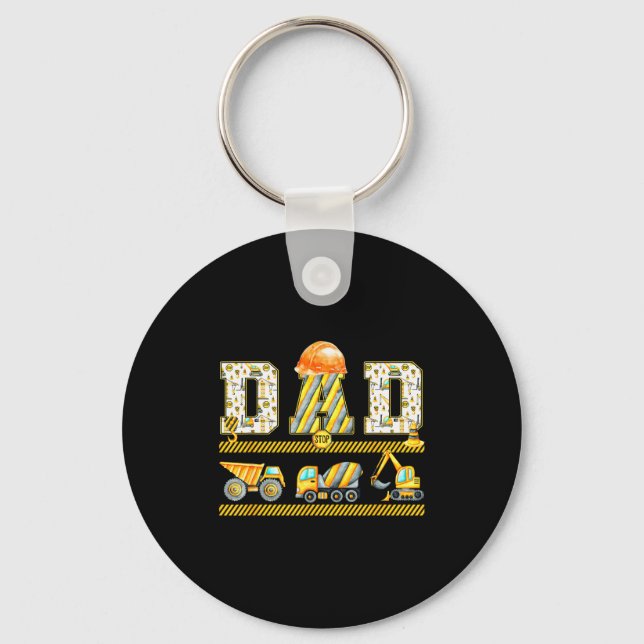 Funny Dad Construction Excavator Kids Matching Fam Keychain (Front)