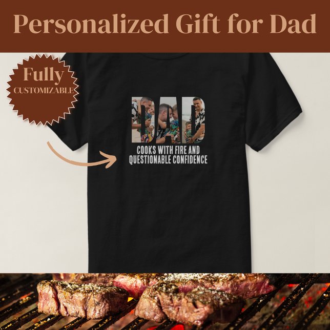 Funny Dad Cooks with Fire T-Shirt (Funny Dad Cooks with Fire T-Shirt)