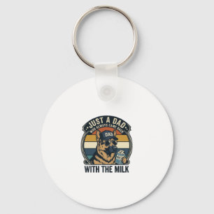 Funny Dad German Shepherd Milk Retro Shirt Design_ Keychain