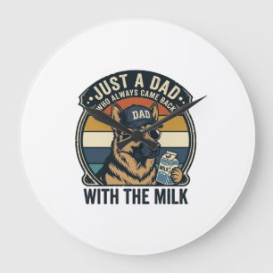 Funny Dad German Shepherd Milk Retro Shirt Design_ Large Clock