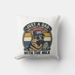 Funny Dad German Shepherd Milk Retro Shirt Design_ Throw Pillow