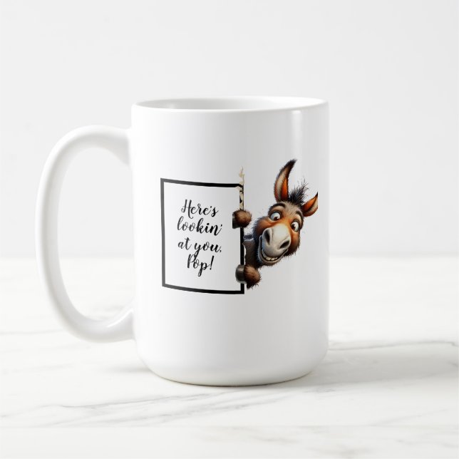Funny dad gift with funny and quirky donkey coffee mug (Left)