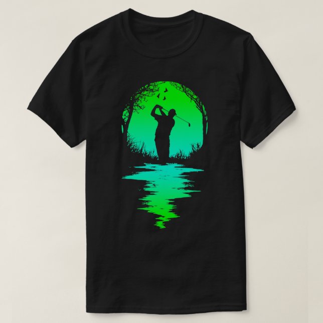 Funny Dad Golf Sunset Golfer Silhouette Golfing Gr T-Shirt (Design Front)