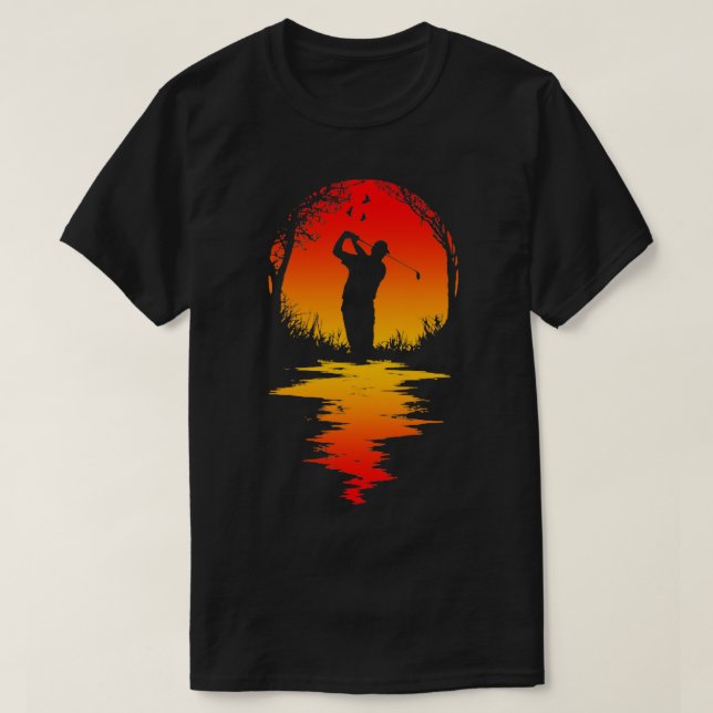 Funny Dad Golf Sunset Golfer Silhouette Golfing Gr T-Shirt (Design Front)