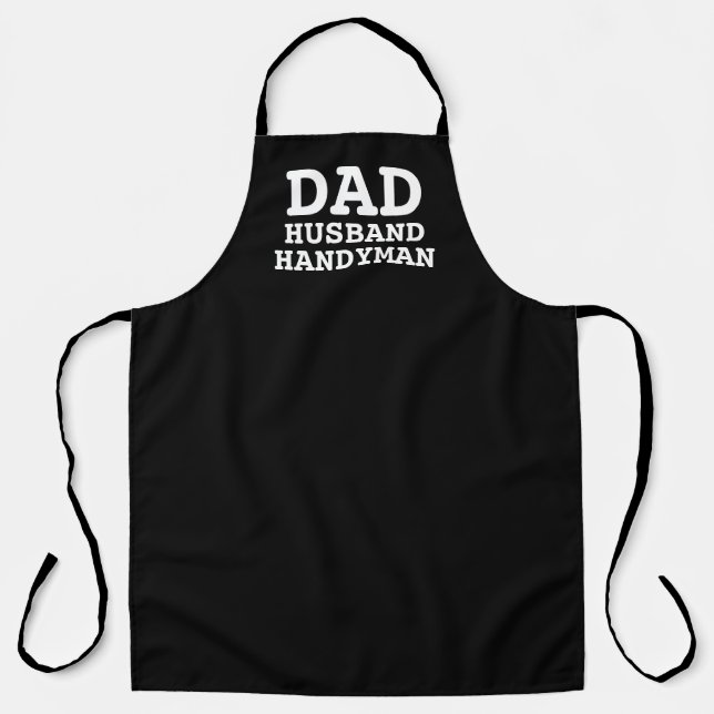 Funny Dad Husband Handyman Black Typography Chef  Apron (Front)