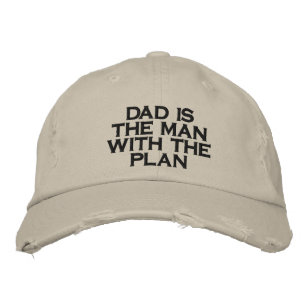 Funny "Dad Is The Man With The Plan" Beige Tan Embroidered Hat