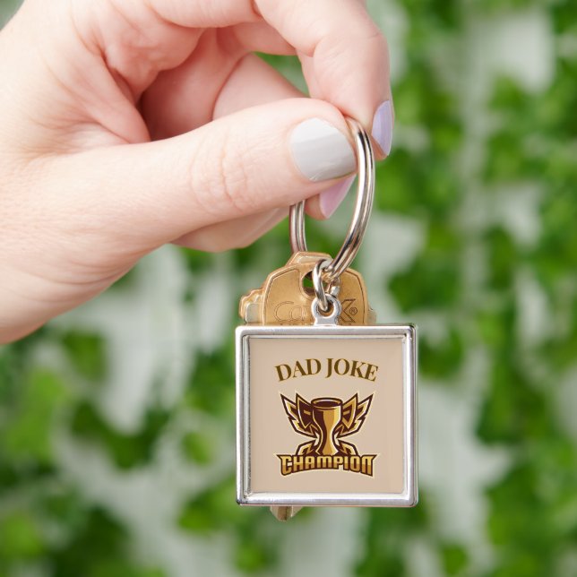 Funny Dad Joke Champion Trophy  Keychain (Hand)