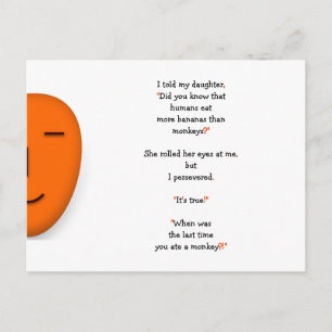 Funny Dad Joke on Monkeys Humans Bananas Daughter Postcard
