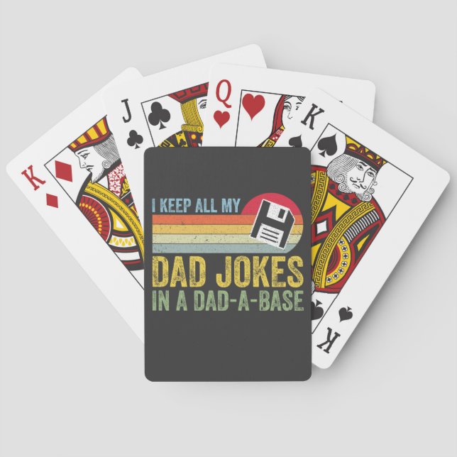 Funny Dad Jokes "Dad-a-base" Black Playing Cards (Back)