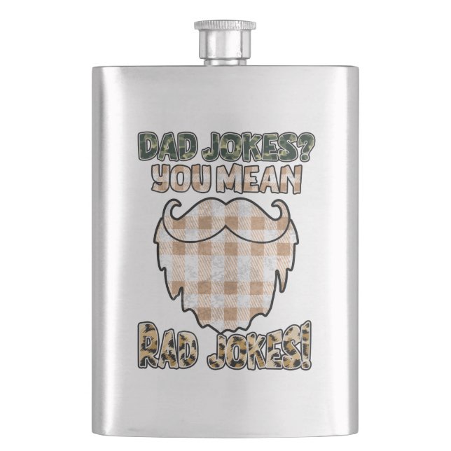 Funny Dad Jokes | Father's Day | Rad Jokes Hip Flask (Front)