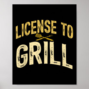 Funny Dad Loves Bbq License To Grill Meat Smoking Poster