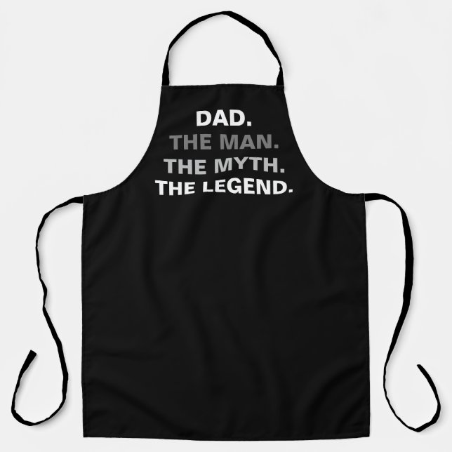 Funny Dad Man Myth Legend Black Typography Chef Apron (Front)