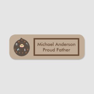 Funny Dad Monster Loves Coffee Csutom Name Tag