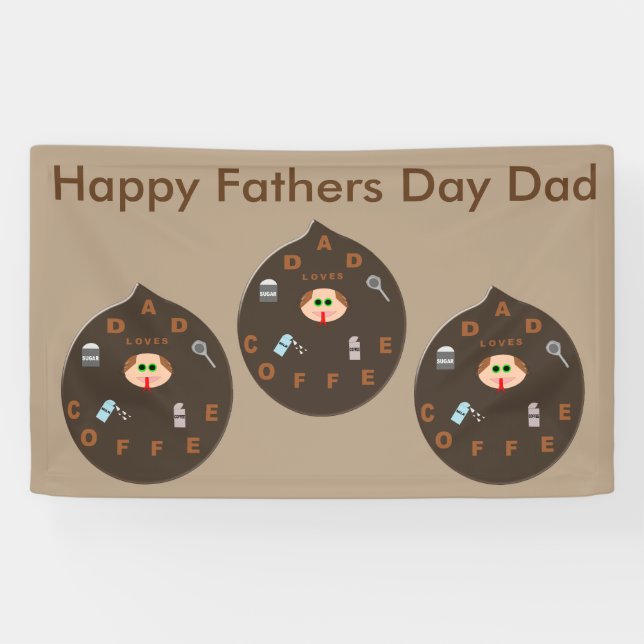 Funny Dad Monster Loves Coffee Custom Banner (Horizontal)