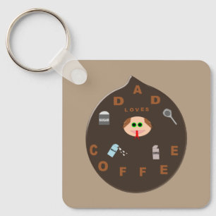 Funny Dad Monster Loves Coffee Custom Keychain