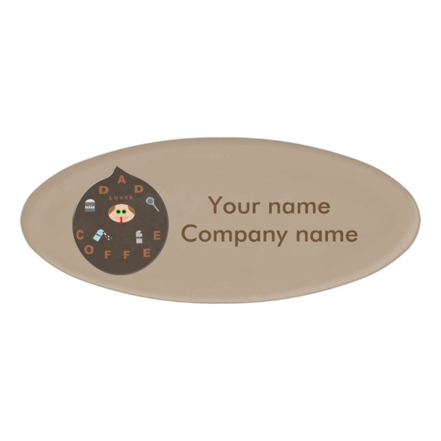 Funny Dad Monster Loves Coffee Custom Name Tag (Front)