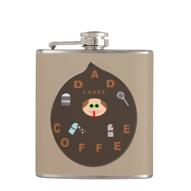 Funny Dad Monster Loves Coffee Flask (Front)