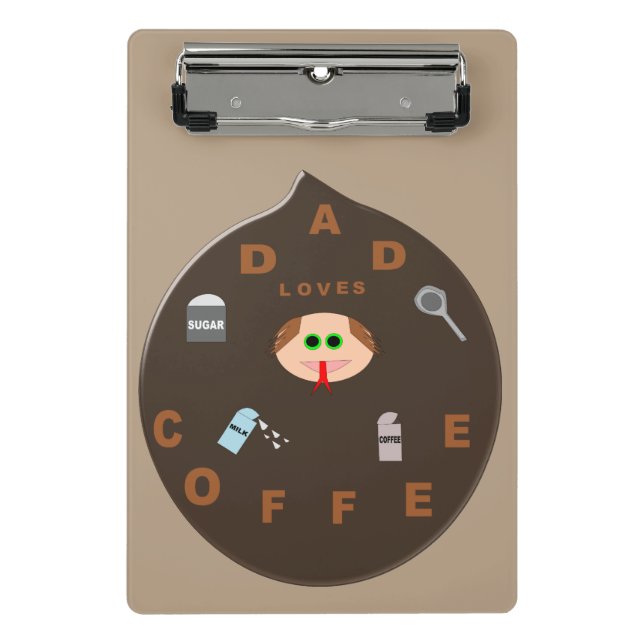 Funny Dad Monster Loves Coffee Mini Clipboard (Front)