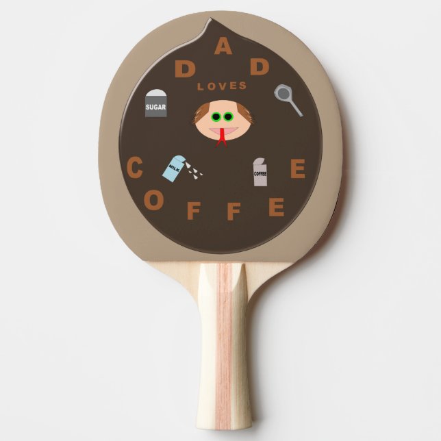 Funny Dad Monster Loves Coffee Ping Pong Paddle (Front)