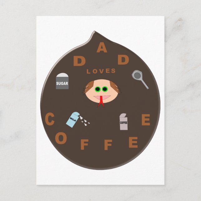 Funny Dad Monster Loves Coffee Postcard (Front)