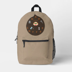 Funny Dad Monster Loves Coffee Printed Backpack