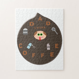 Funny Dad Monster Loves Coffee Puzzle