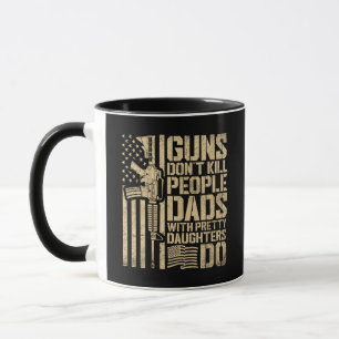 Funny Dad of Pretty Daughters Patriotic Flag Mug