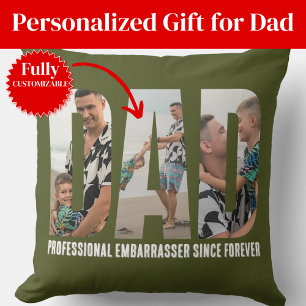 Funny Dad Photo Collage Throw Pillow