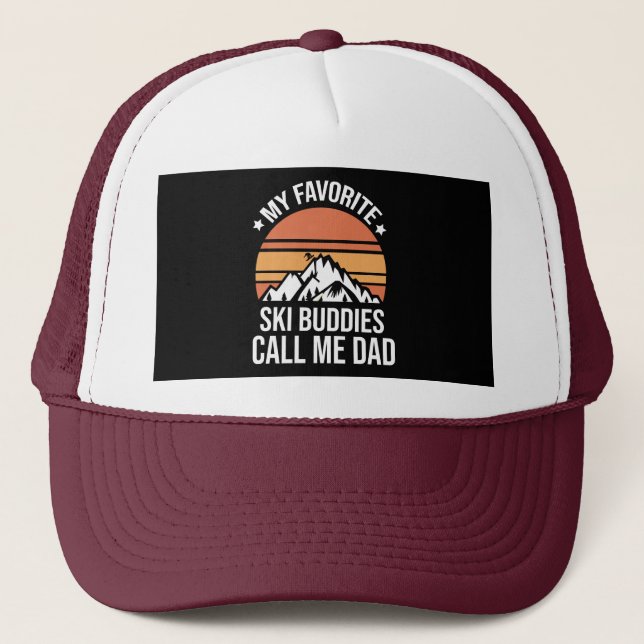 Funny dad Skiing Trucker Hat (Front)
