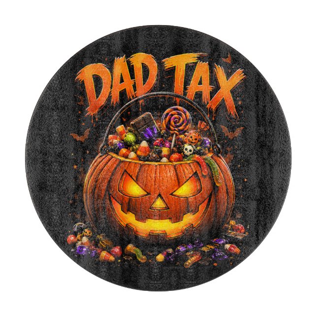 Funny Dad Tax Halloween Pumpkin Cutting Board (Front)