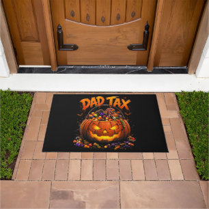 Funny Dad Tax Halloween Pumpkin Doormat