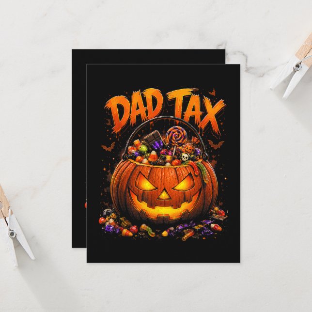 Funny Dad Tax Halloween Pumpkin Invitation (Front/Back In Situ)