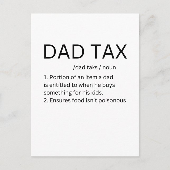 Funny Dad Tax Postcard (Front)