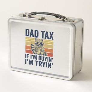 Funny Dad Tax Raccoon Vintage Graphic T-Shirt_1 Metal Lunch Box