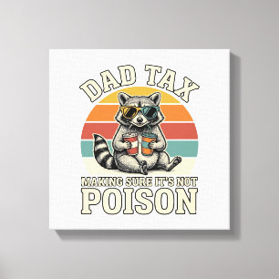 Funny Dad Tax Raccoon Vintage T-Shirt Design_1 Canvas Print