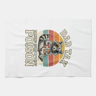 Funny Dad Tax Raccoon Vintage T-Shirt Design_1 Kitchen Towel