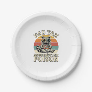 Funny Dad Tax Raccoon Vintage T-Shirt Design_1 Paper Plate