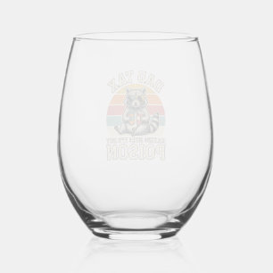 Funny Dad Tax Raccoon Vintage T-Shirt Design_1 Stemless Wine Glass