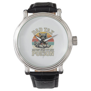 Funny Dad Tax Raccoon Vintage T-Shirt Design_1 Watch